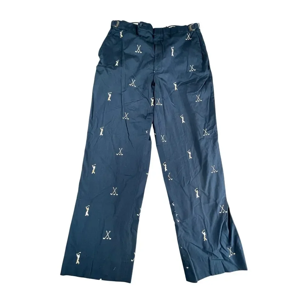 VTG Norm Thompson Golf Pants Mens 34x30 Blue Embroidered Always Fits Portland OR